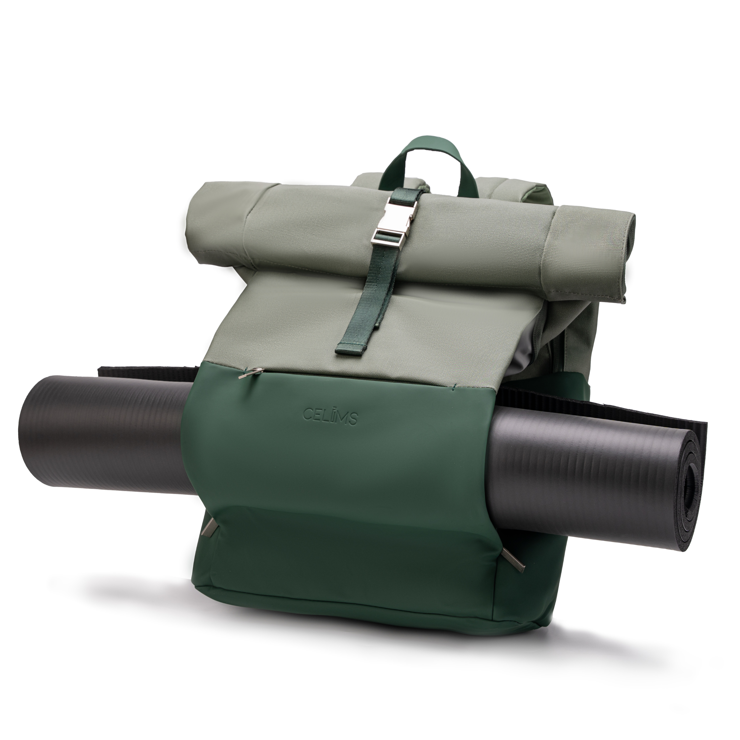 Zaino Roll-Top CELIMS - Bagaglio a mano 40x30x20cm - Impermeabile e ultra resistente - Verde