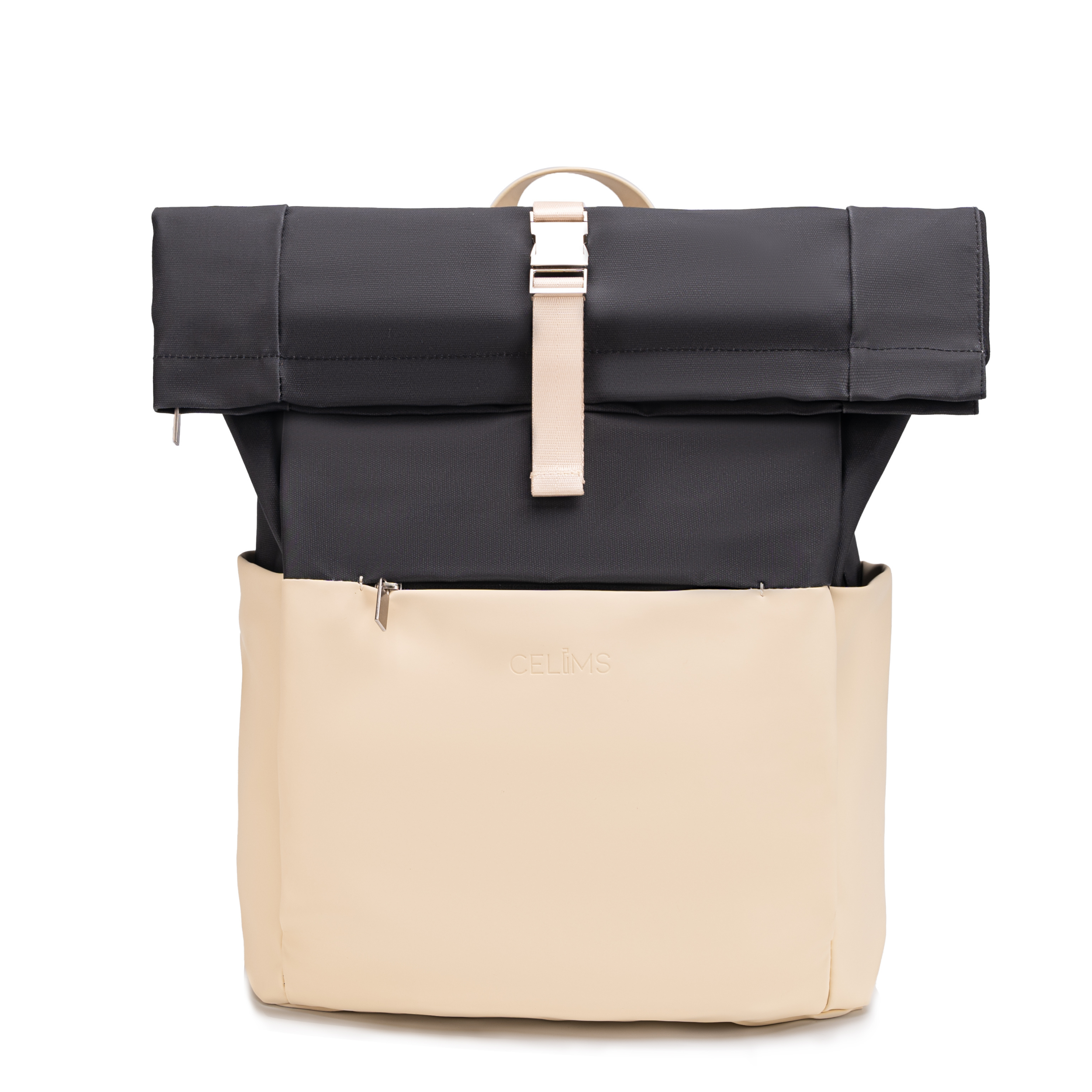 Zaino Roll-Top CELIMS - Bagaglio a mano 40x30x20cm - Impermeabile e ultra resistente - Sabbia