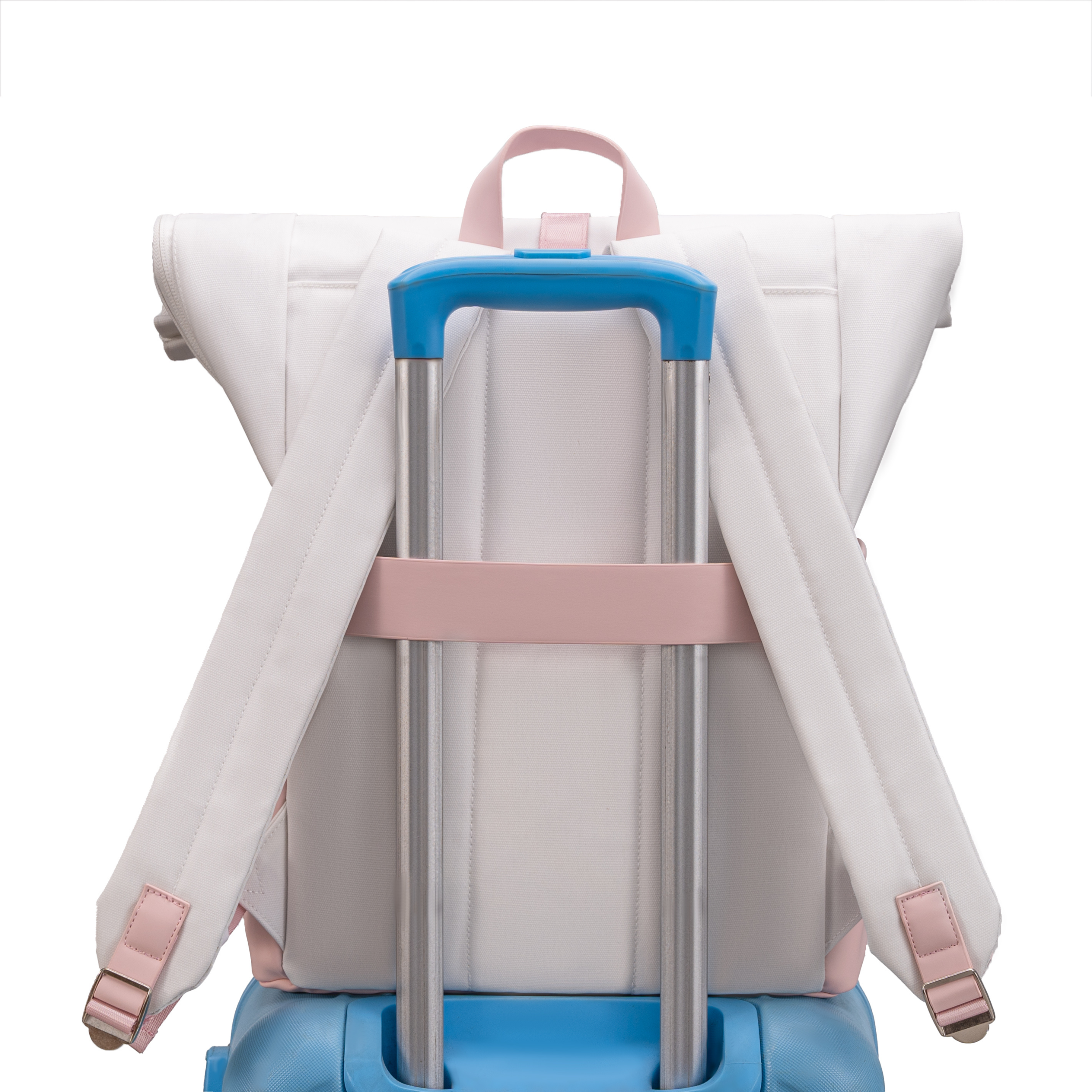 Zaino Roll-Top CELIMS - Bagaglio a mano 40x30x20cm - Impermeabile e ultra resistente - Rosa