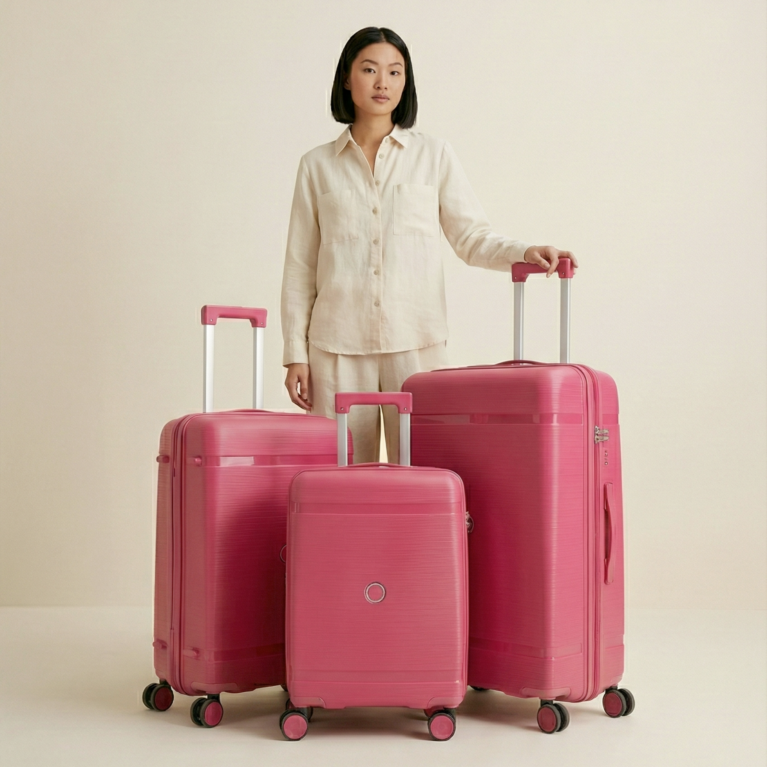 Set 3 Valigie – Polipropilene (XL-75cm) (L-65cm) (S-55cm) – Rosa Fucsia