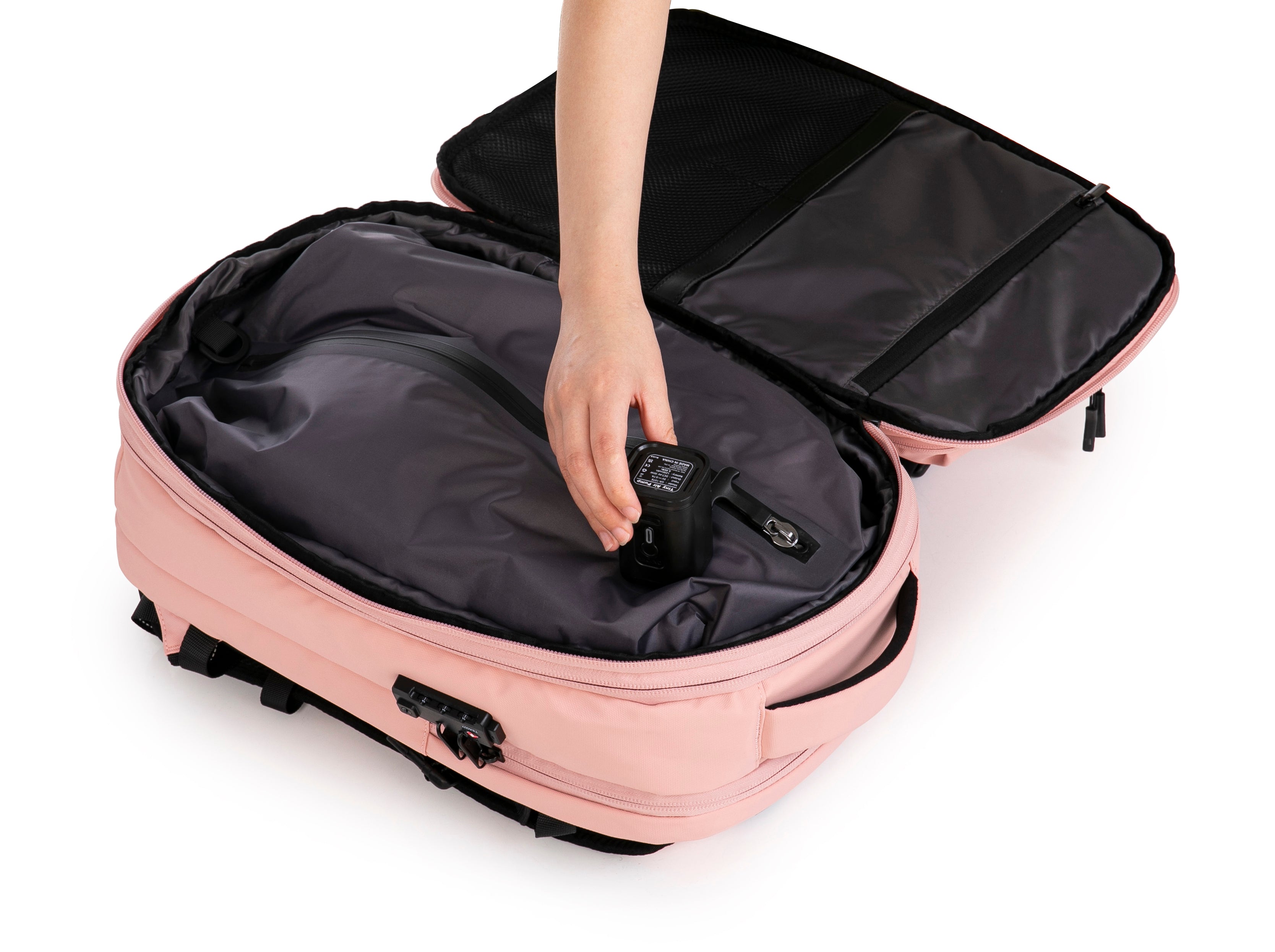 Mochila de viaje | Mochila de vacío | Impermeable – Negro con bomba