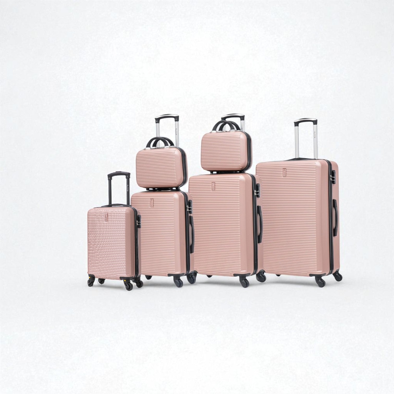 Set di valigie da weekend da 6 pezzi: 4 valigie + 2 beauty case - Oro rosa