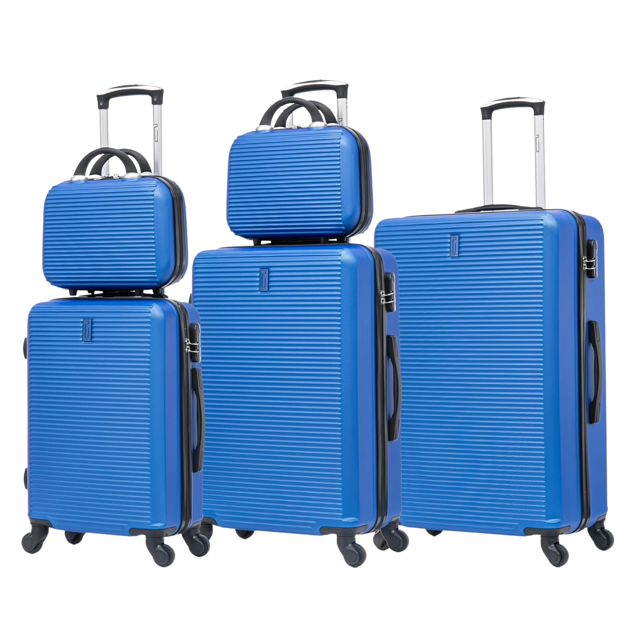 5-teiliges Wochenendkoffer-Set | Kabinenkoffer | Mittlerer Koffer | Großer Koffer | 2x Schminktisch – Blau