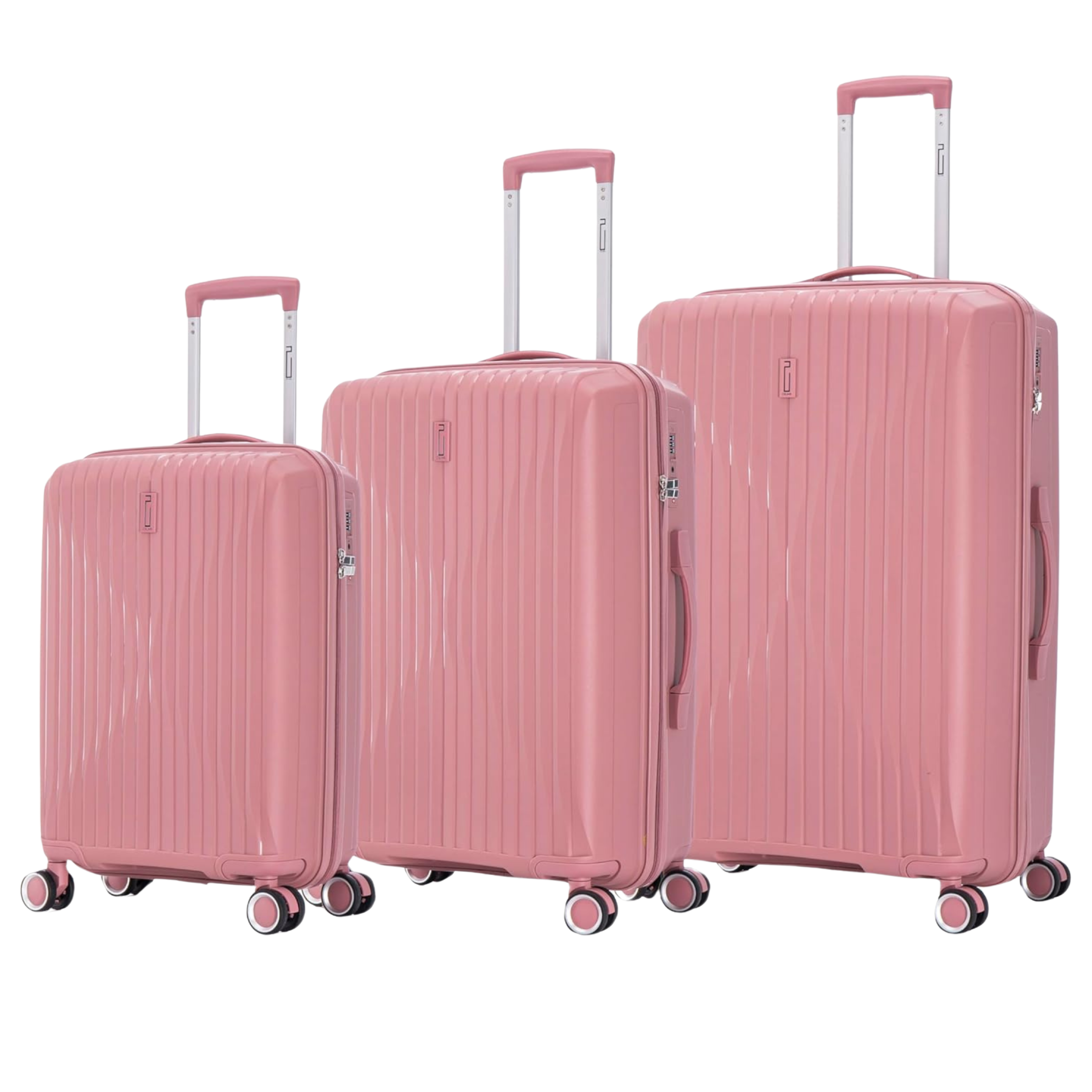 Juego de maletas de polipropileno de 3 piezas | Maleta de cabina | Maleta Mediana | Maleta grande – Rosa