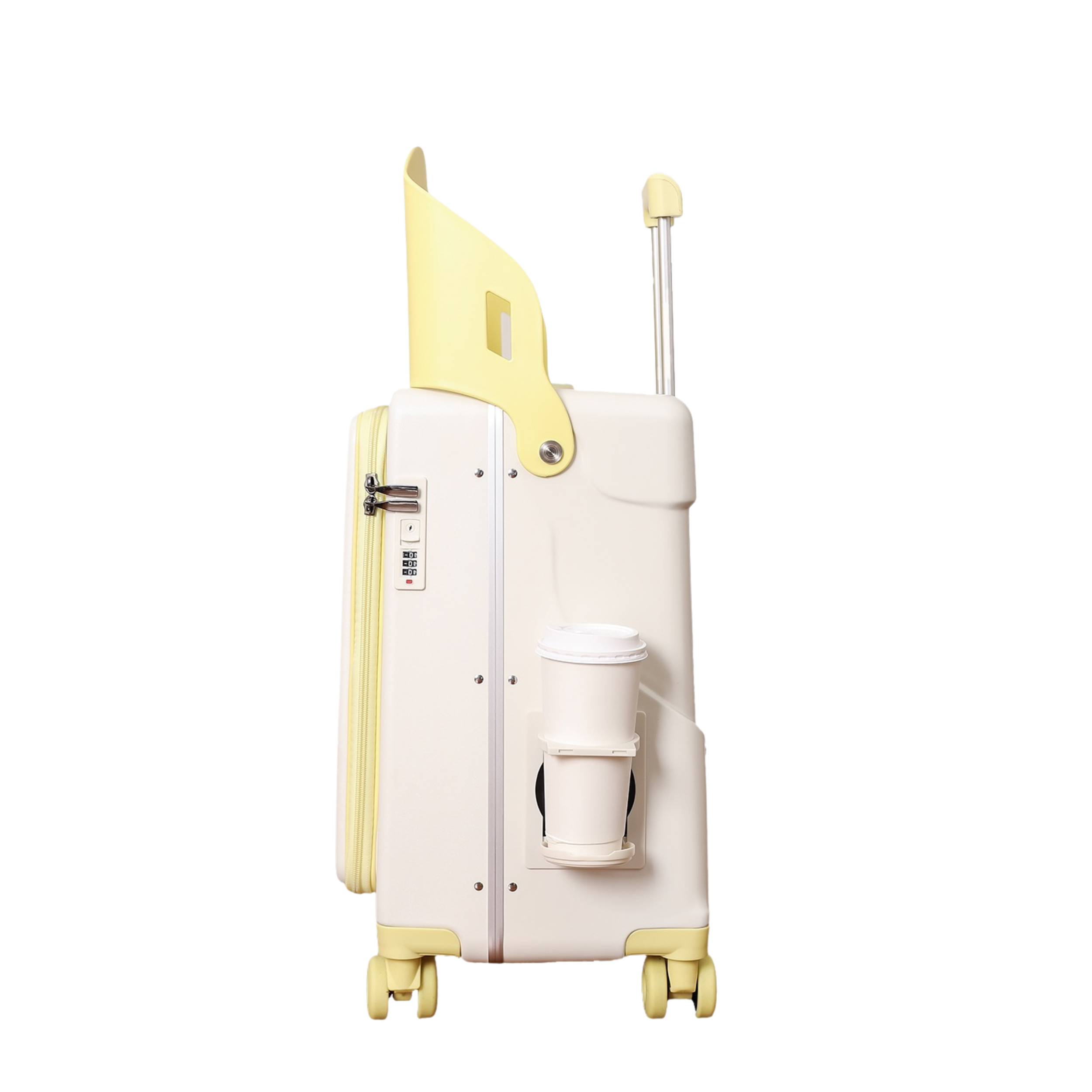 Valise Cabine avec Siège Enfant PopSeat - 55x35x25 - Porte USB - roulettes Ultra Résistantes avec Frein - Porte Gobelet - Cadenas