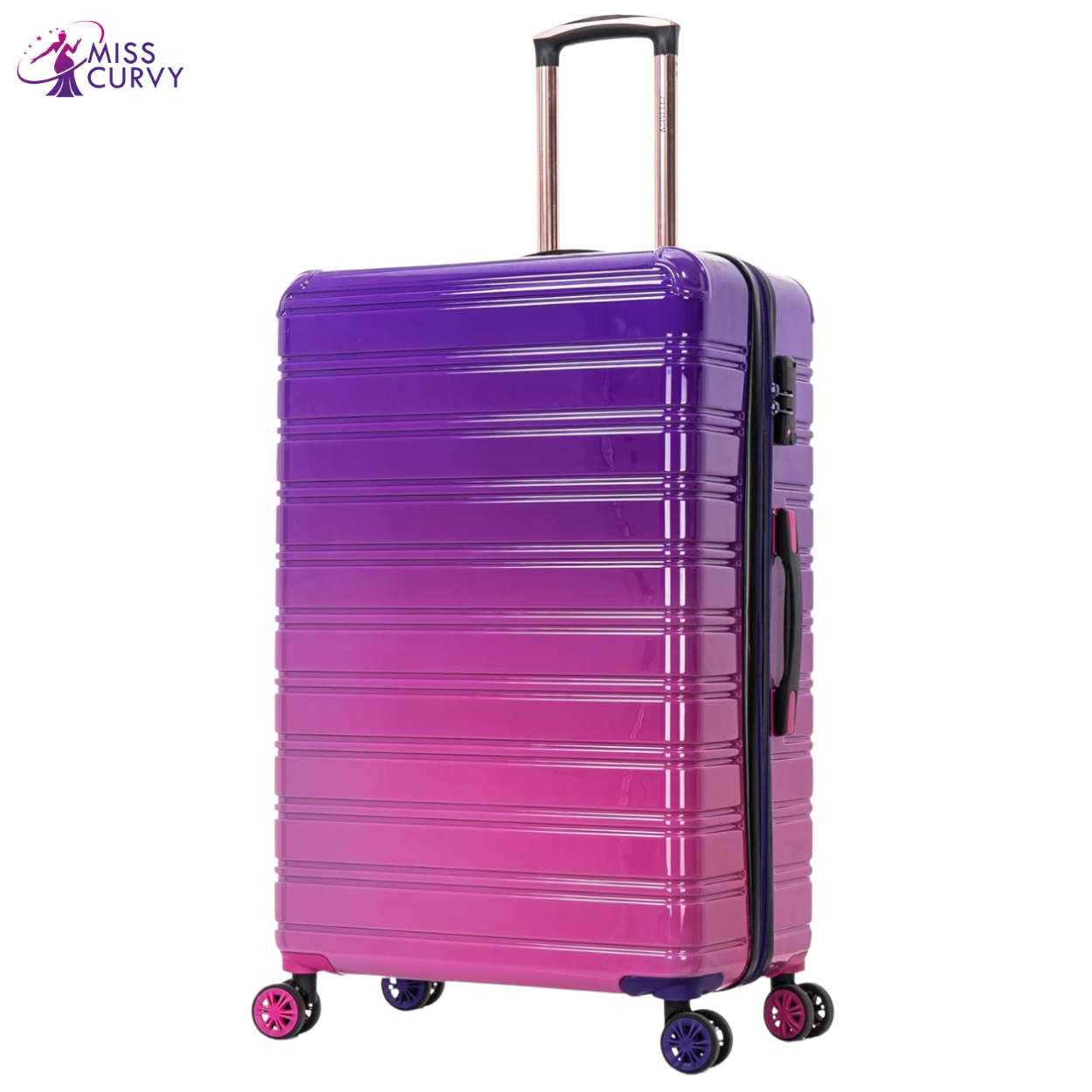 3-teiliges Kofferset aus Polycarbonat | Kabinenkoffer | Mittlerer Koffer | Großer Koffer – Lila Farbverlauf