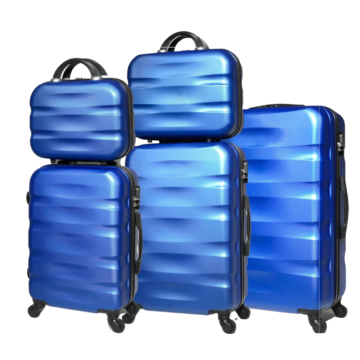 Set valises 5 pièces AeroWave – cabine, moyenne, grande + 2 vanity - Vert
