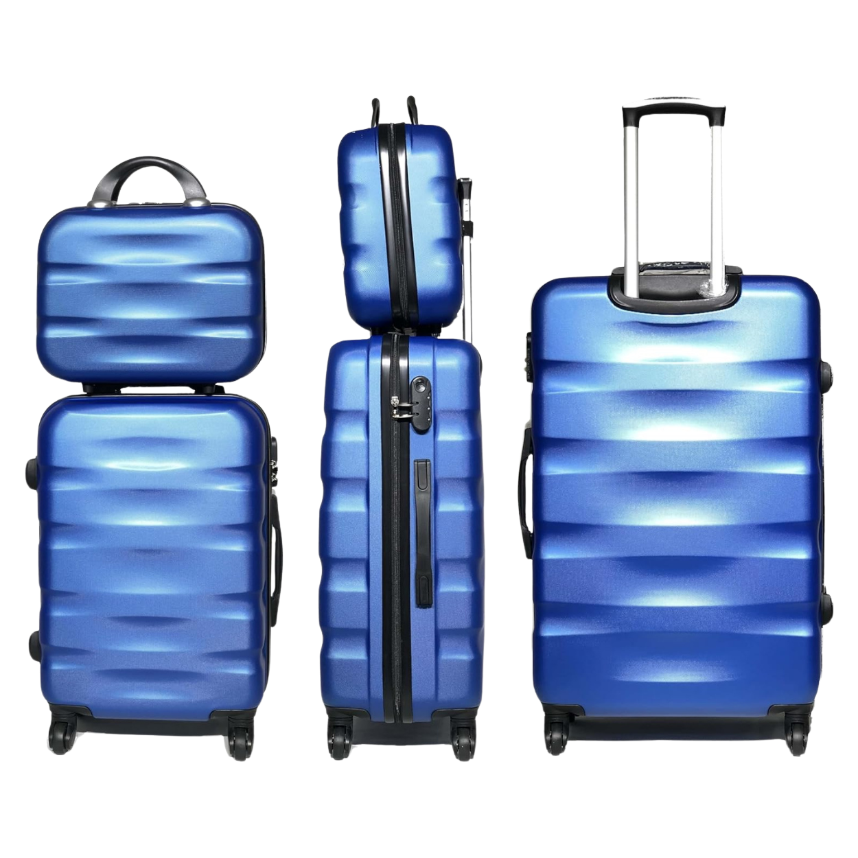 Set valises 5 pièces AeroWave – cabine, moyenne, grande + 2 vanity - Vert