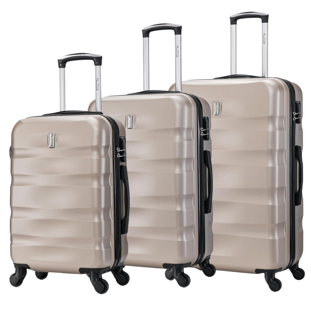 AeroWave 3-teiliges Kofferset | Kabinenkoffer | Mittlerer Koffer | Großer Koffer – Grün