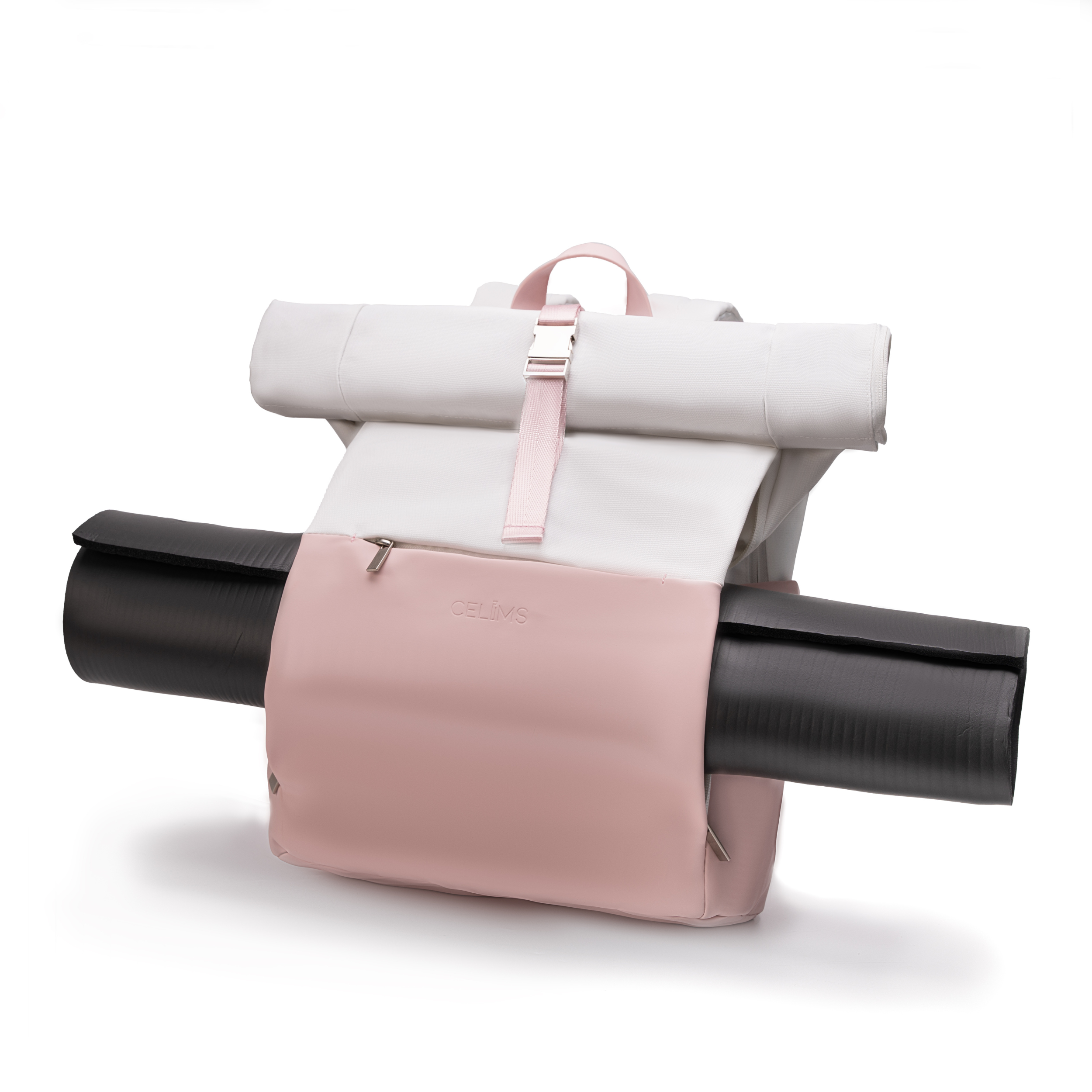 Zaino Roll-Top CELIMS - Bagaglio a mano 40x30x20cm - Impermeabile e ultra resistente - Rosa