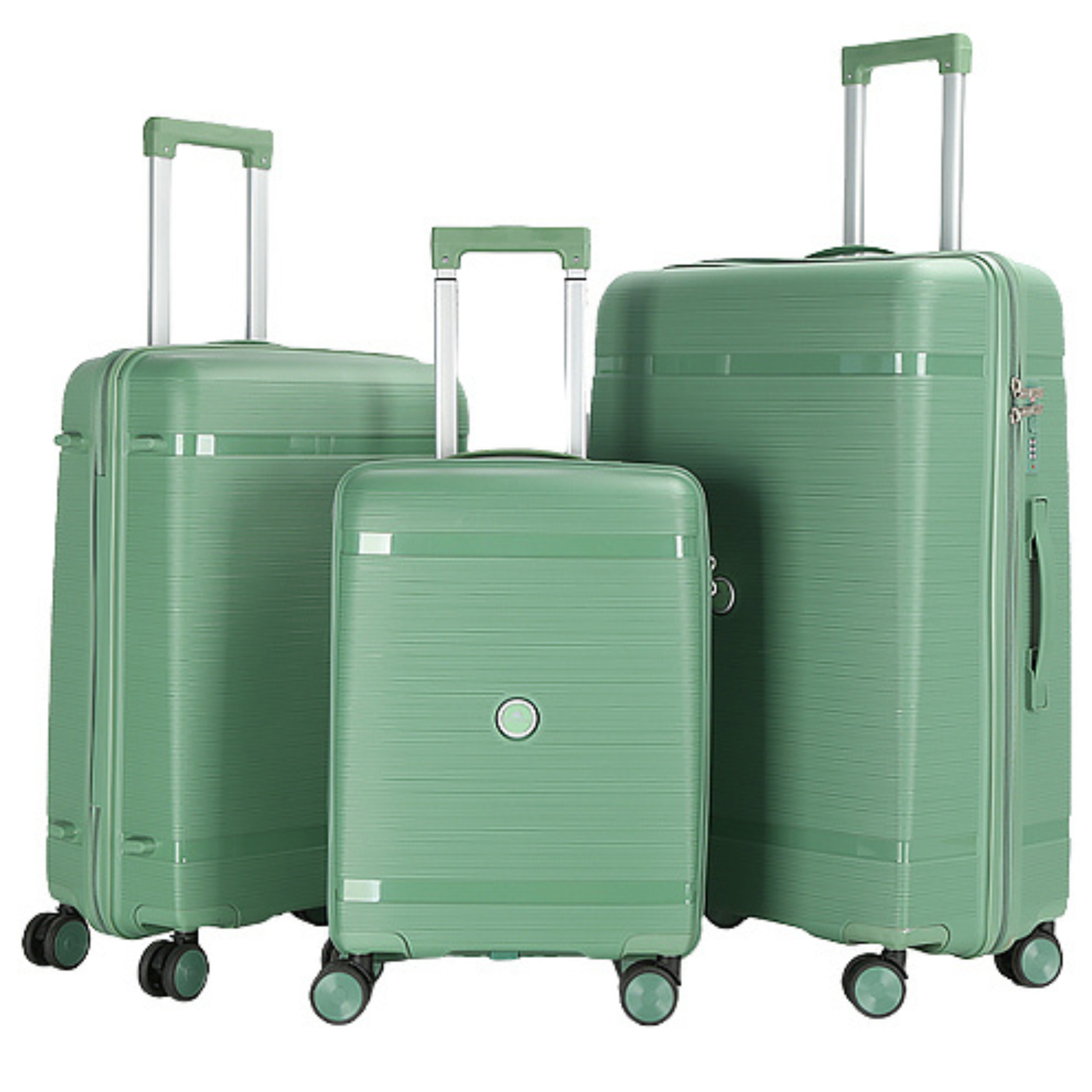 Set 3 Valises – Polypropylène (XL-75cm) (L-65cm) (S-55cm) – Vert Pastel