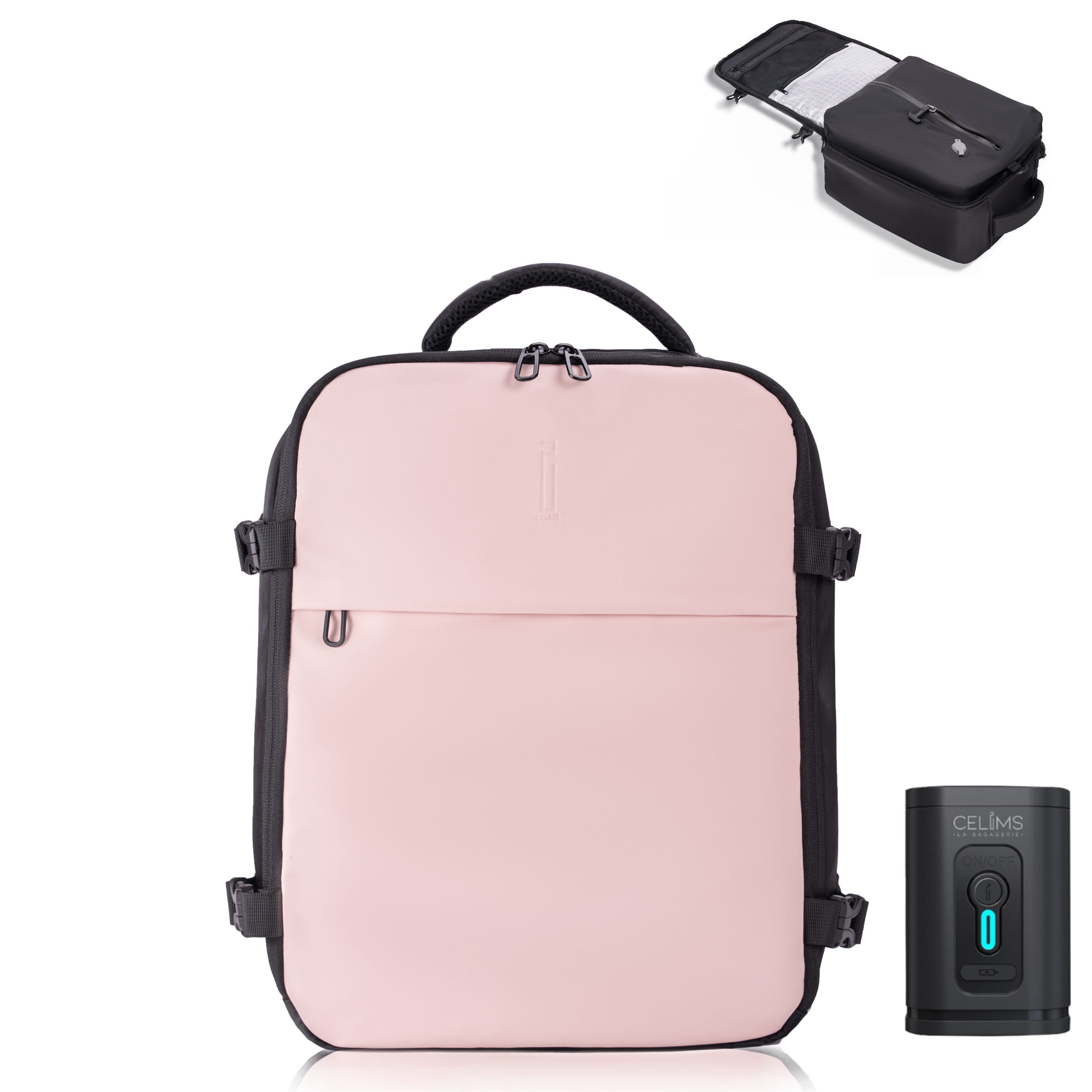 Zaino sottovuoto CELIMS 40x30x20 - Bagaglio a mano - Impermeabile - Rosa