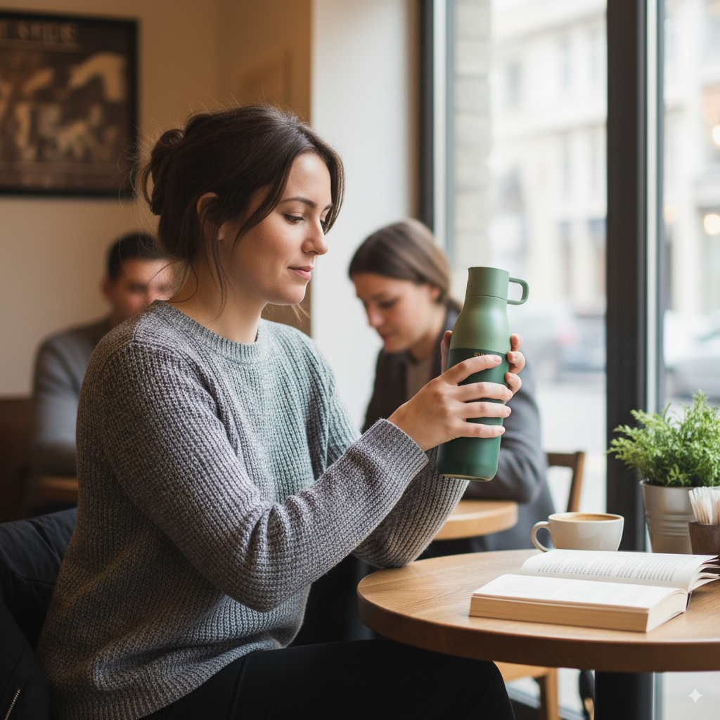 Bottiglia d'acqua isolata in acciaio inossidabile da 740 ml | A prova di perdite e durevole | Con filtro al carbone