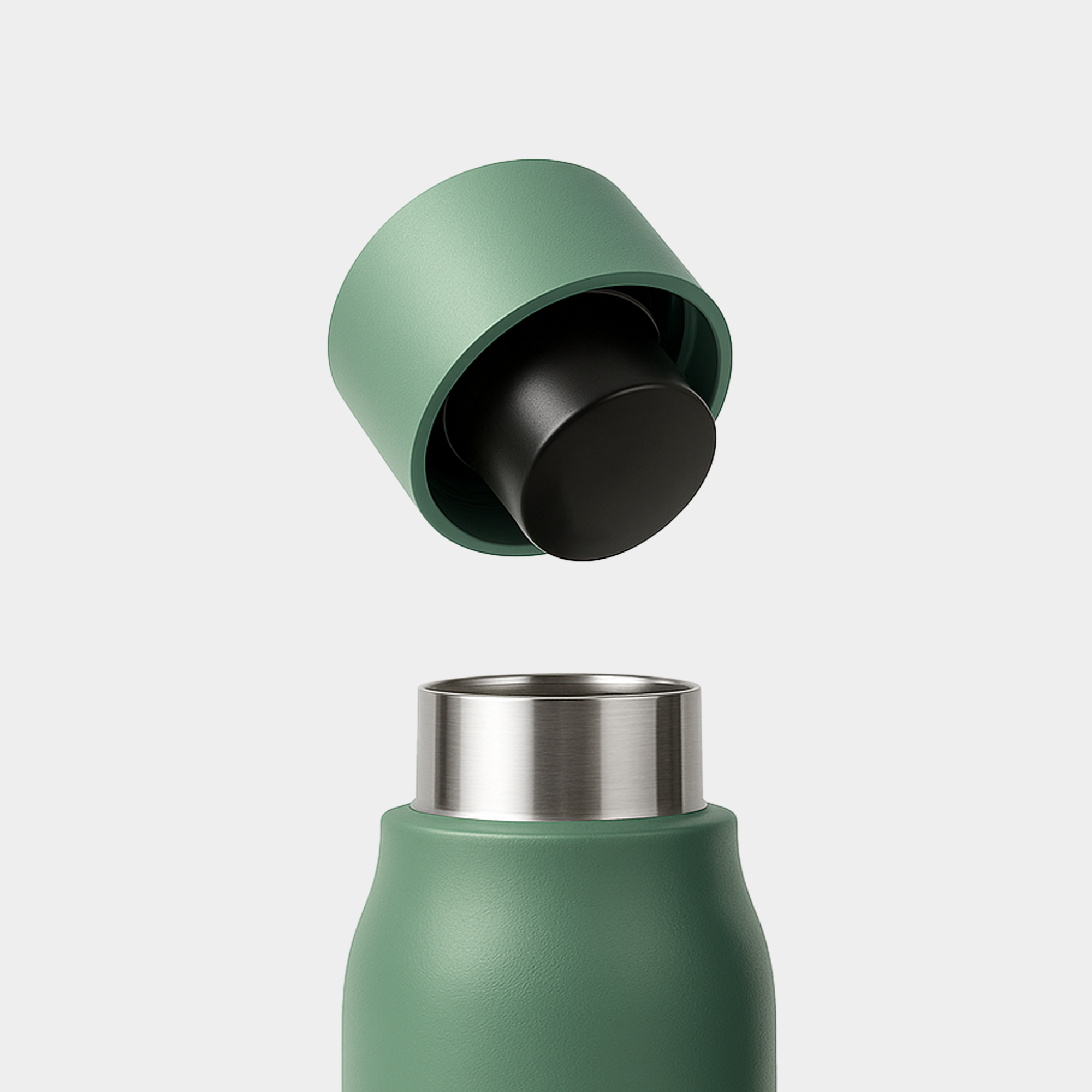 SIVÄ - Borraccia a tenuta stagna e isolata | Borraccia in acciaio inossidabile resistente con filtro al carbone naturale | Borraccia termica | 740 ml | 12 ore di freddo e 8 ore di caldo | Verde