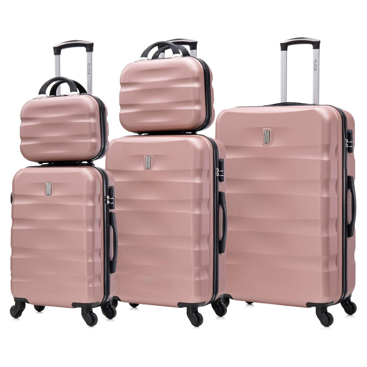 Set Valise 5 pièces AeroWave | Valise Cabine | Valise Moyenne | Valise Grande | 2x Vanity – Rose Gold - Celims France