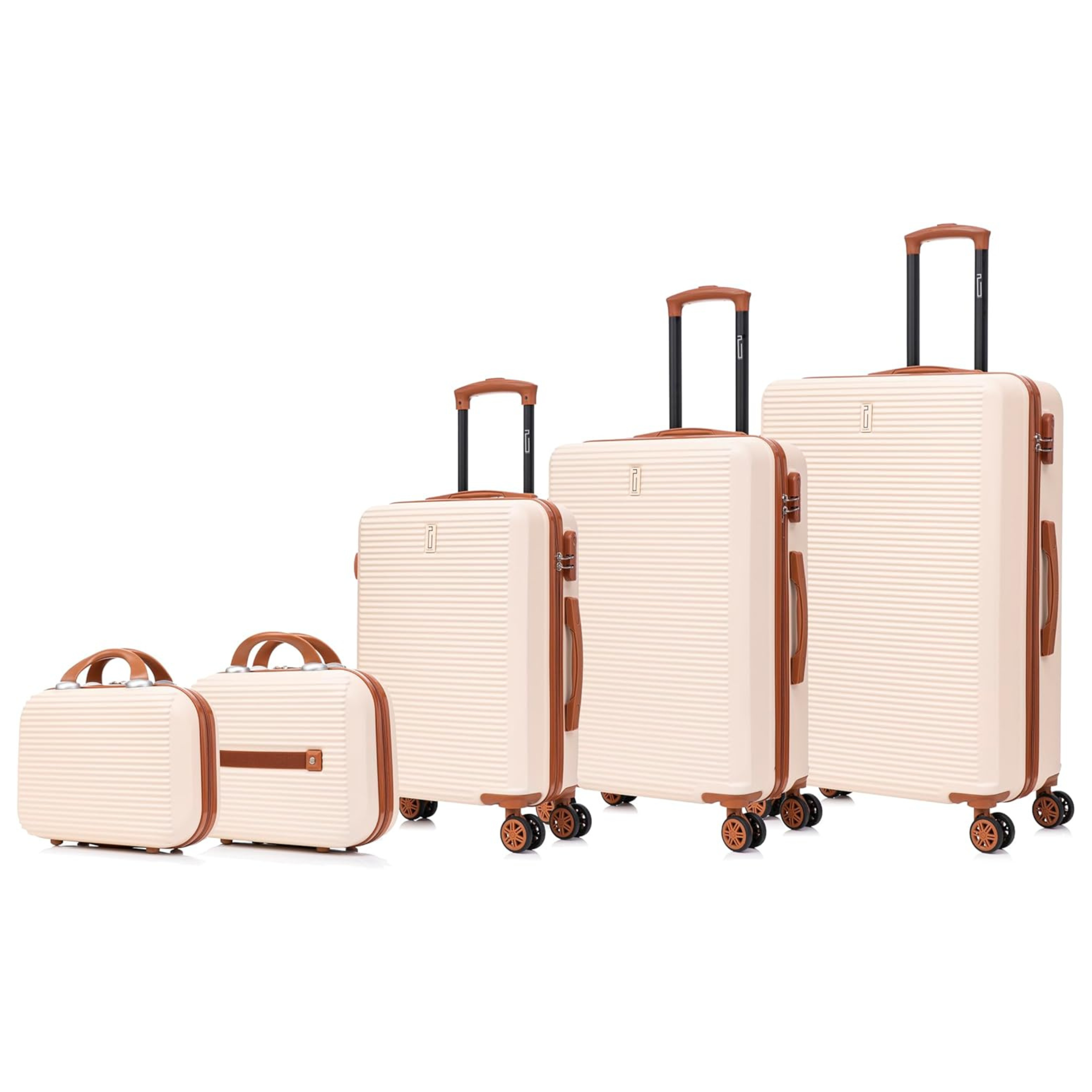 Juego de maletas WEEK-END de 5 piezas | Maleta de cabina | Maleta Mediana | Maleta grande | 2x Neceser – Oro Rosa