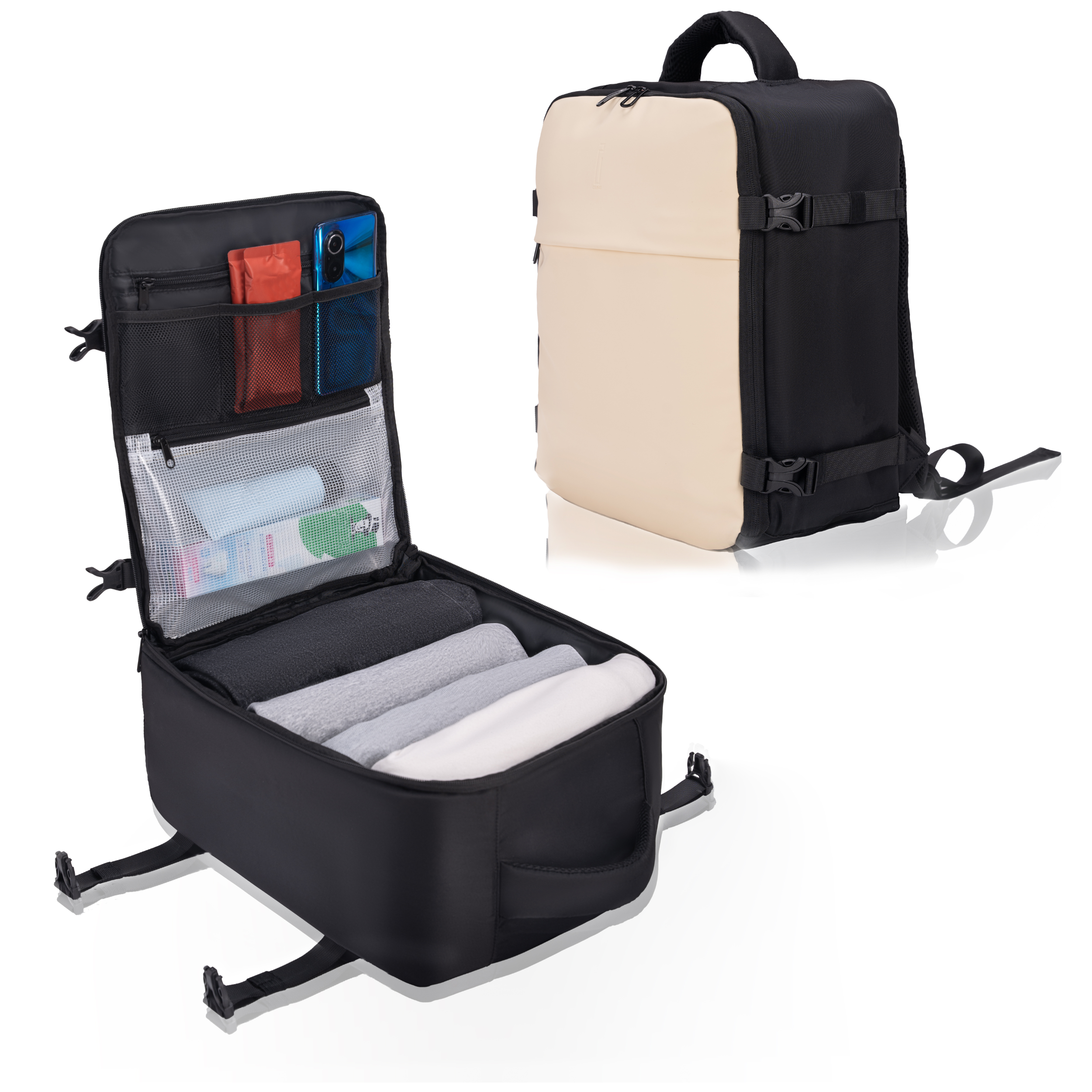 Zaino CELIMS 40x30x20 - Bagaglio a mano - Impermeabile - Beige