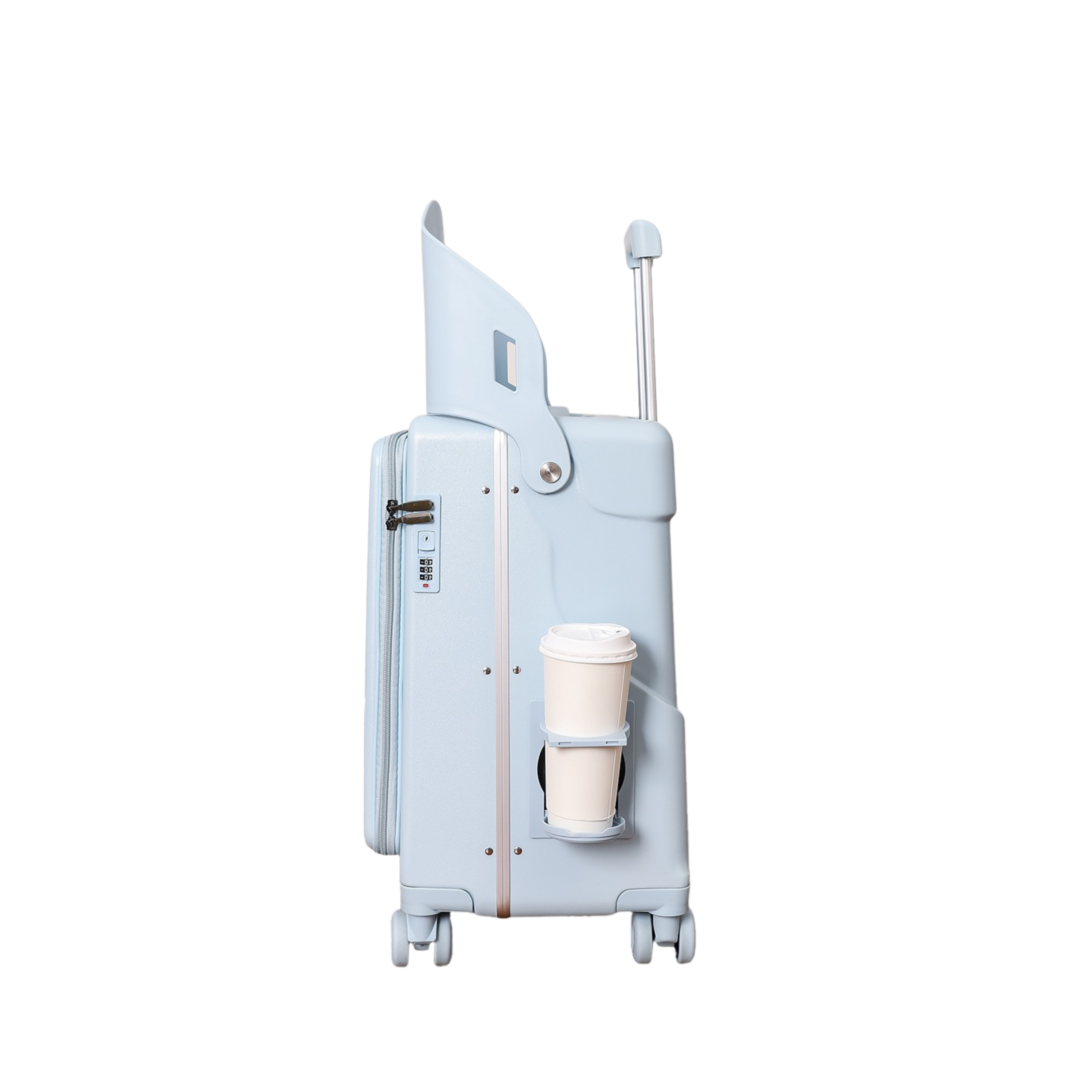 Valise Cabine avec Siège Enfant PopSeat - 55x35x25 - Porte USB - roulettes Ultra Résistantes avec Frein - Porte Gobelet - Cadenas