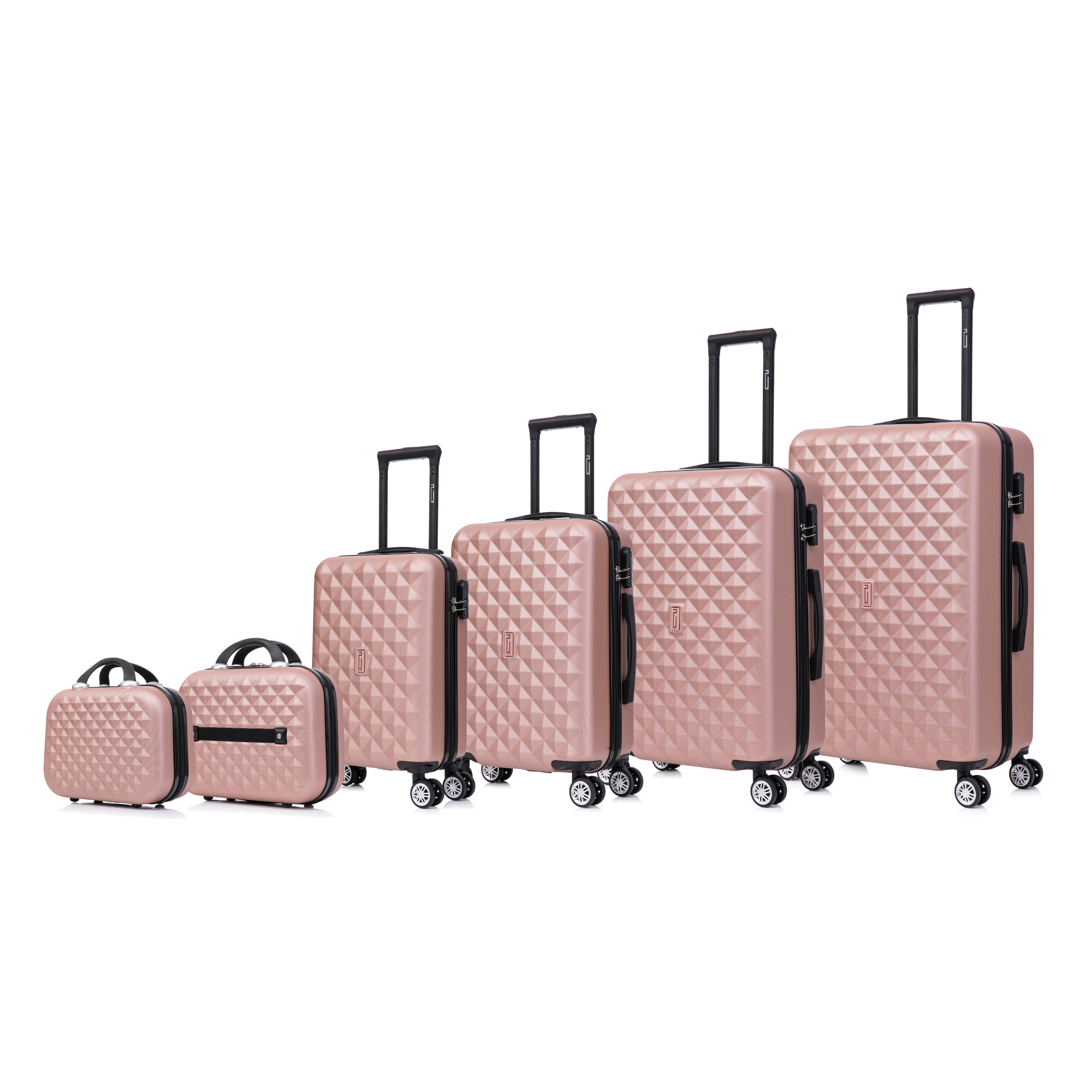 Juego de maletas urbanas de 6 piezas | Maleta de cabina | Maleta Mediana | Maleta grande | 2x Neceser – Oro Rosa