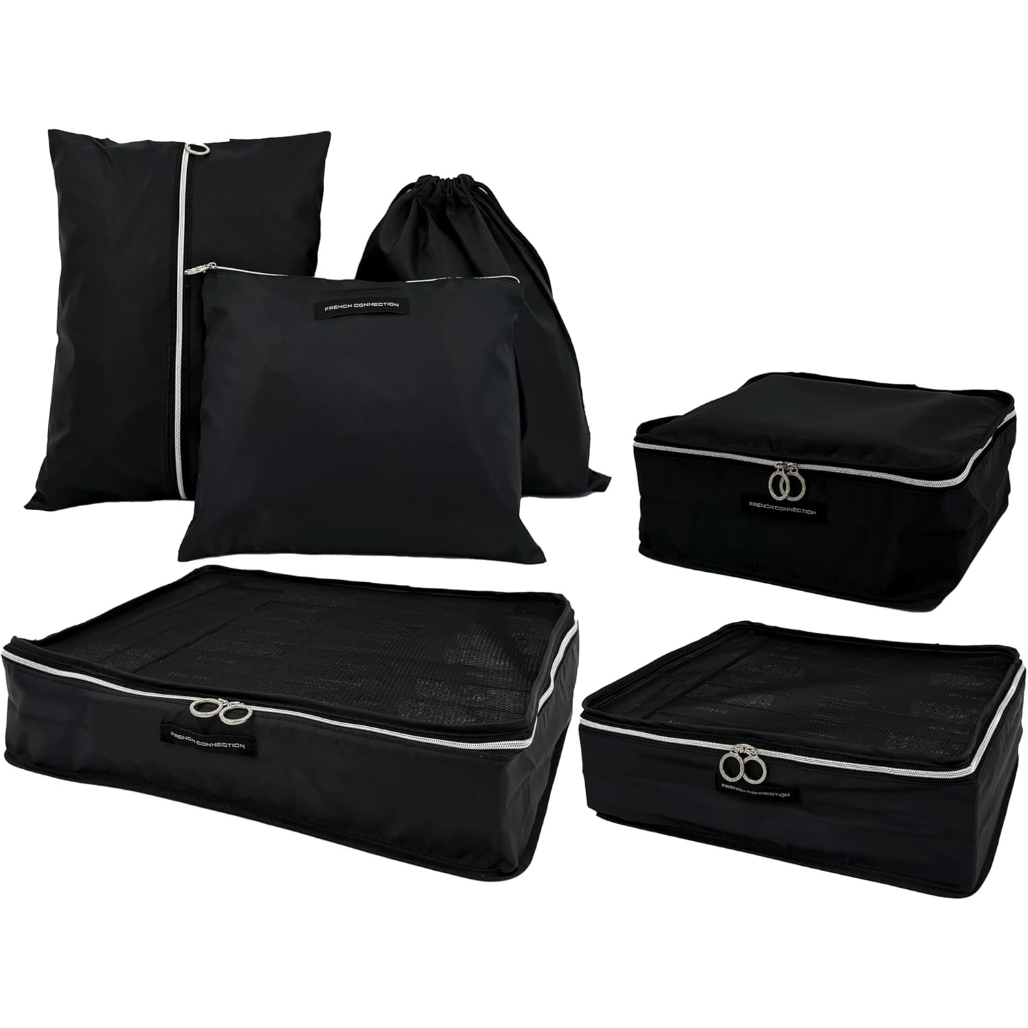 Organisateurs de Voyage | Lot de 6 pièces | Organiseurs de Bagage | Cubes de Rangement Valise Légers et Résistants Noir