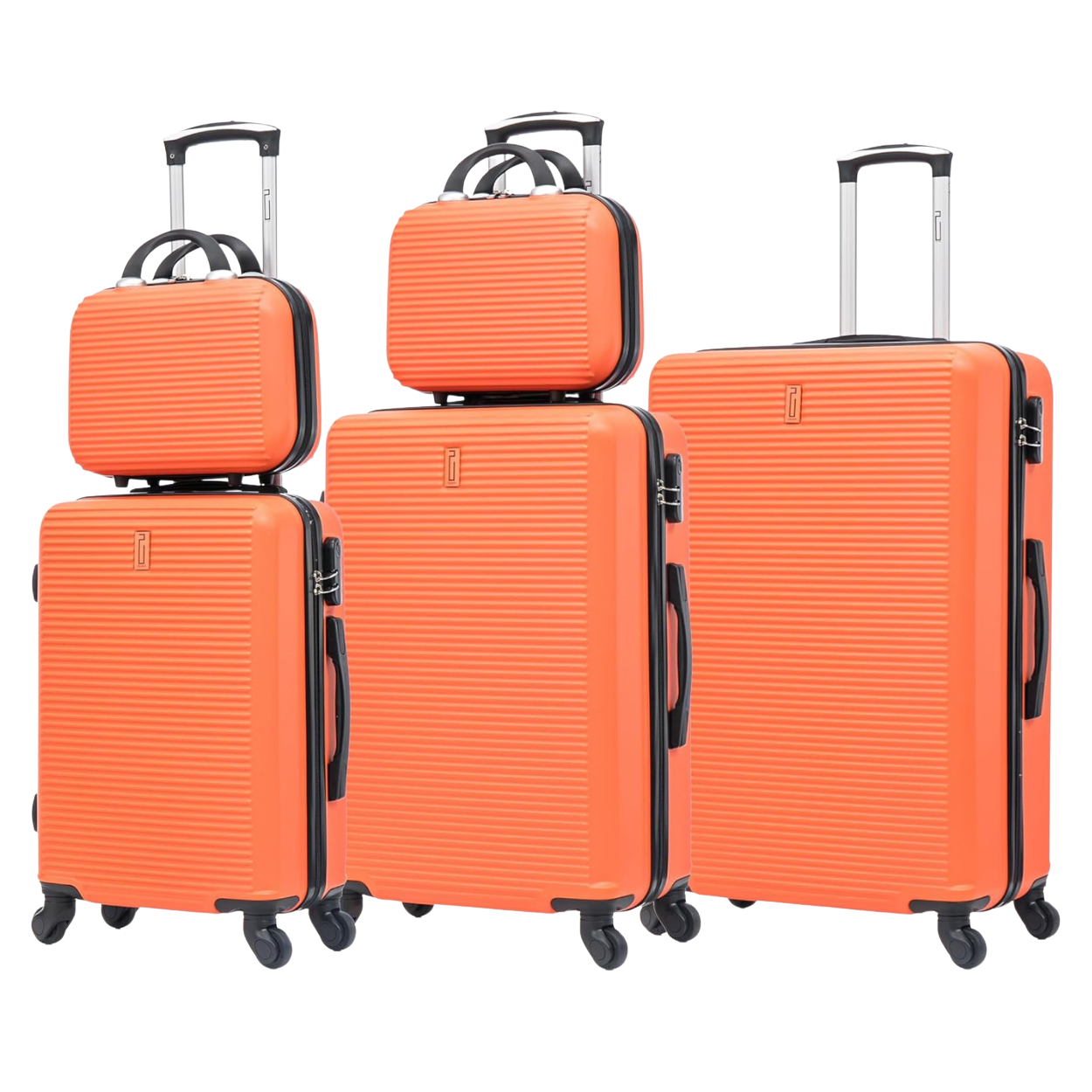 5-teiliges Wochenendkoffer-Set | Kabinenkoffer | Mittlerer Koffer | Großer Koffer | 2x Schminktisch – Orange