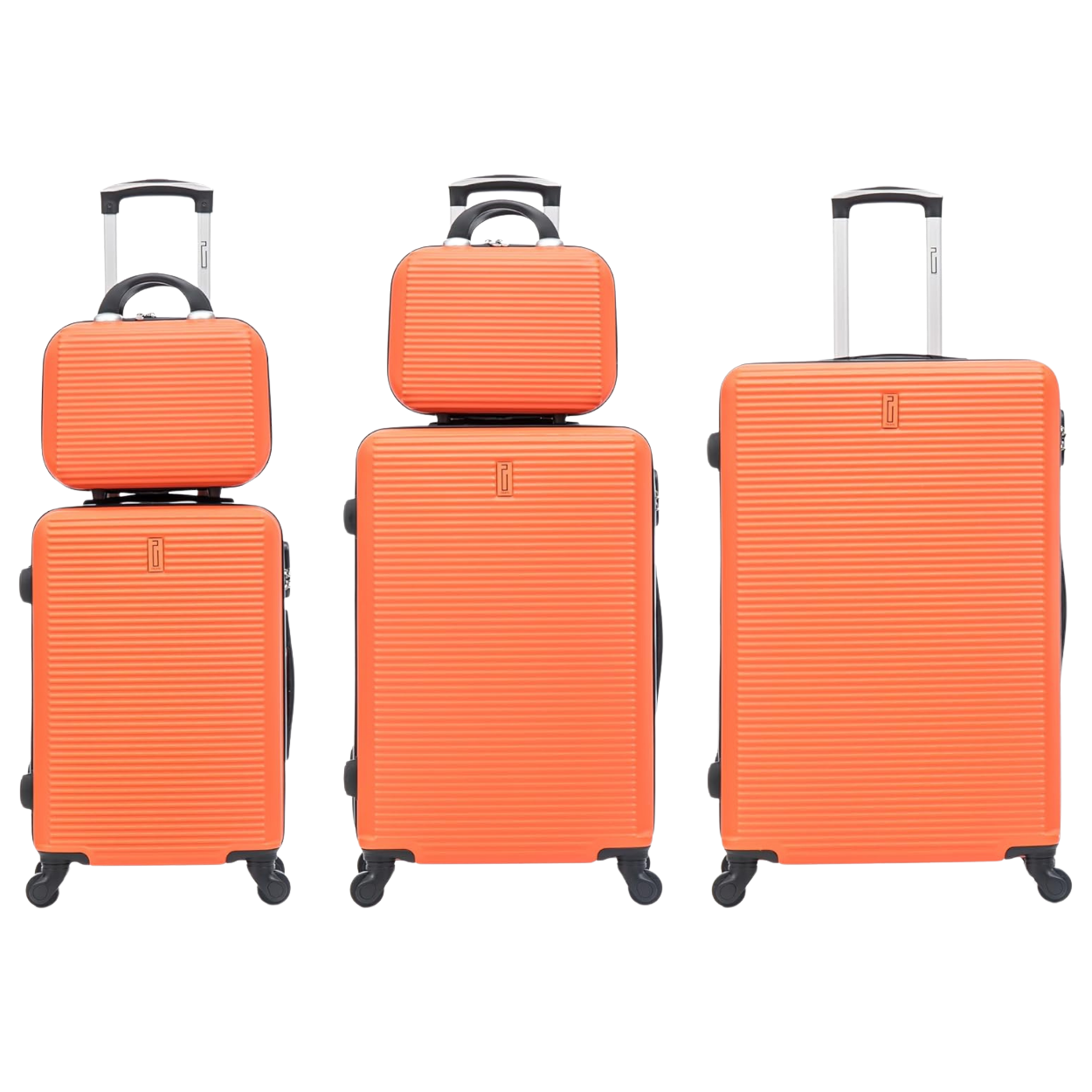 5-teiliges Wochenendkoffer-Set | Kabinenkoffer | Mittlerer Koffer | Großer Koffer | 2x Schminktisch – Orange