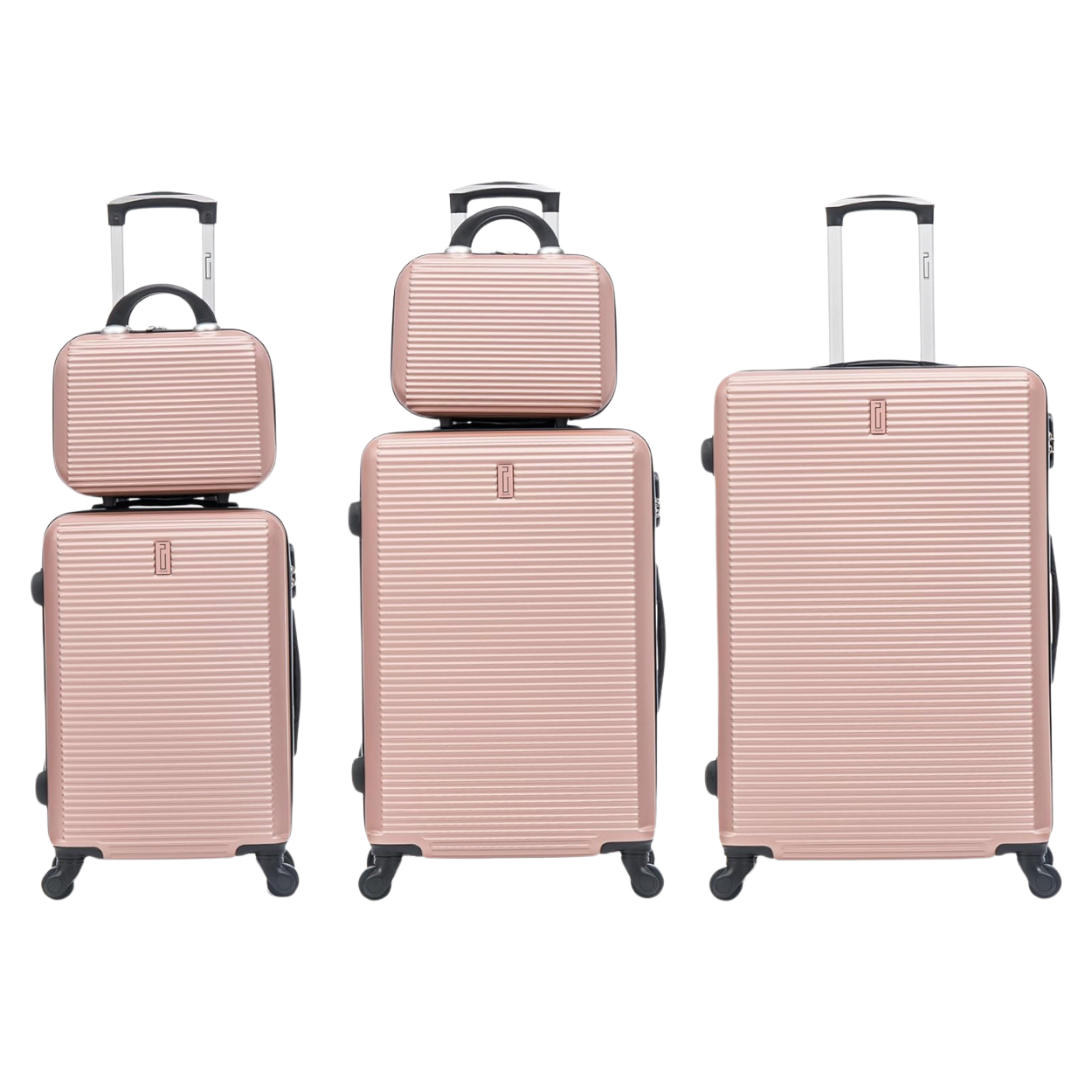 Juego de maletas WEEK-END de 5 piezas | Maleta de cabina | Maleta Mediana | Maleta grande | 2x Neceser – Oro Rosa
