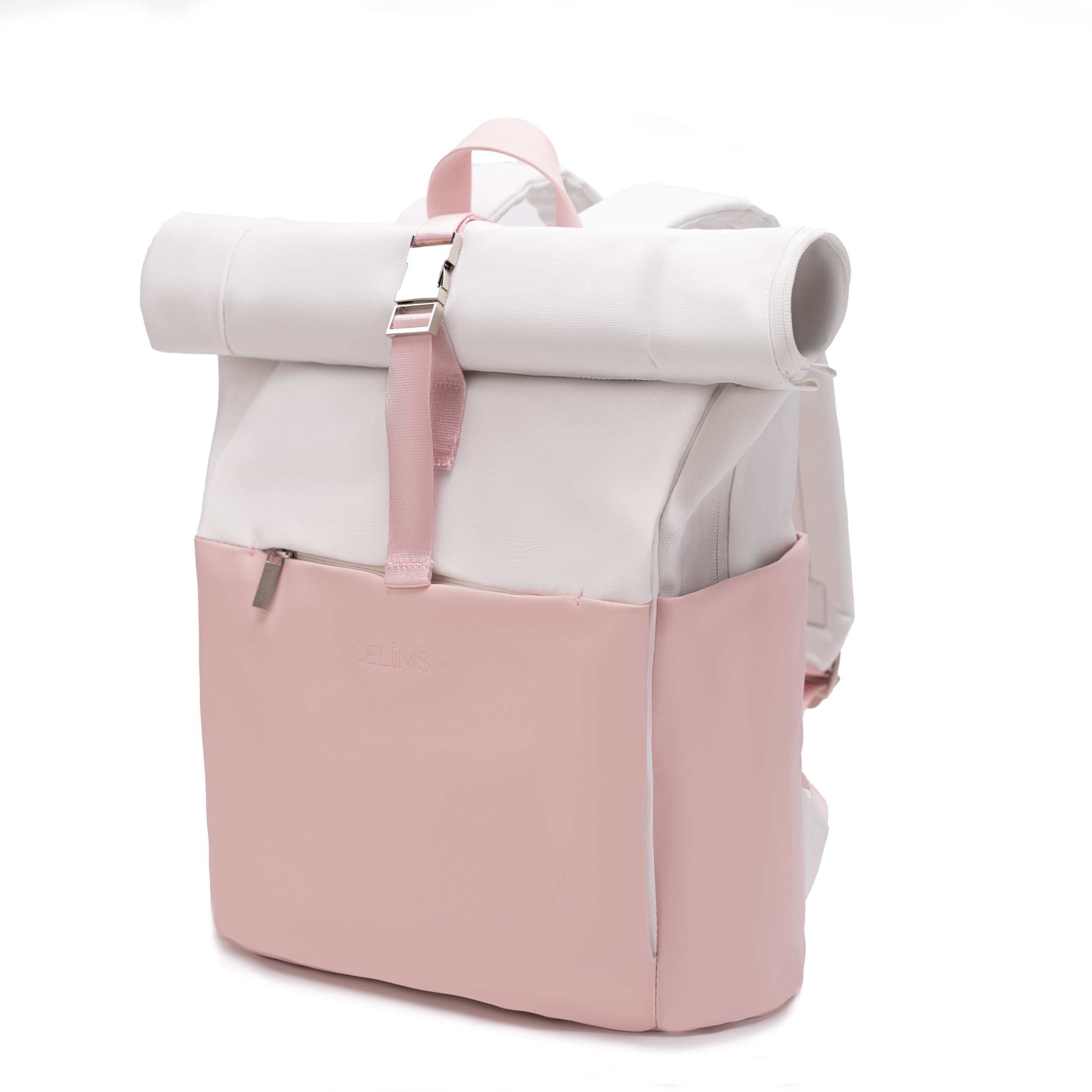 Sac à dos Roll-Top CELIMS - Bagage à Main 40x30x20cm - Imperméable & Ultra-Résitant - Rose