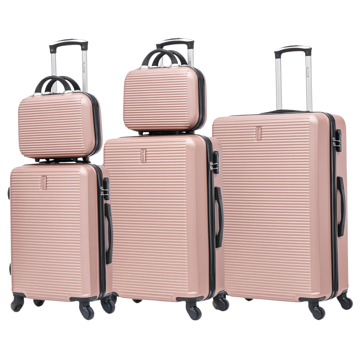 Juego de maletas WEEK-END de 5 piezas | Maleta de cabina | Maleta Mediana | Maleta grande | 2x Neceser – Oro Rosa
