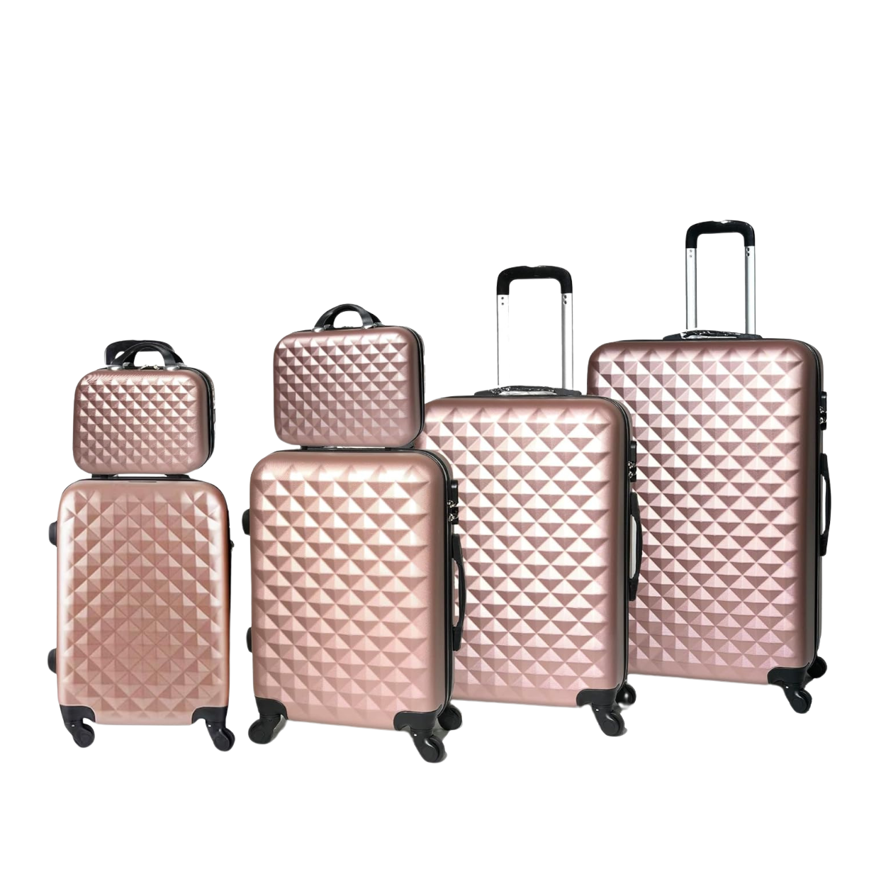 Juego de maletas urbanas de 6 piezas | Maleta de cabina | Maleta Mediana | Maleta grande | 2x Neceser – Oro Rosa