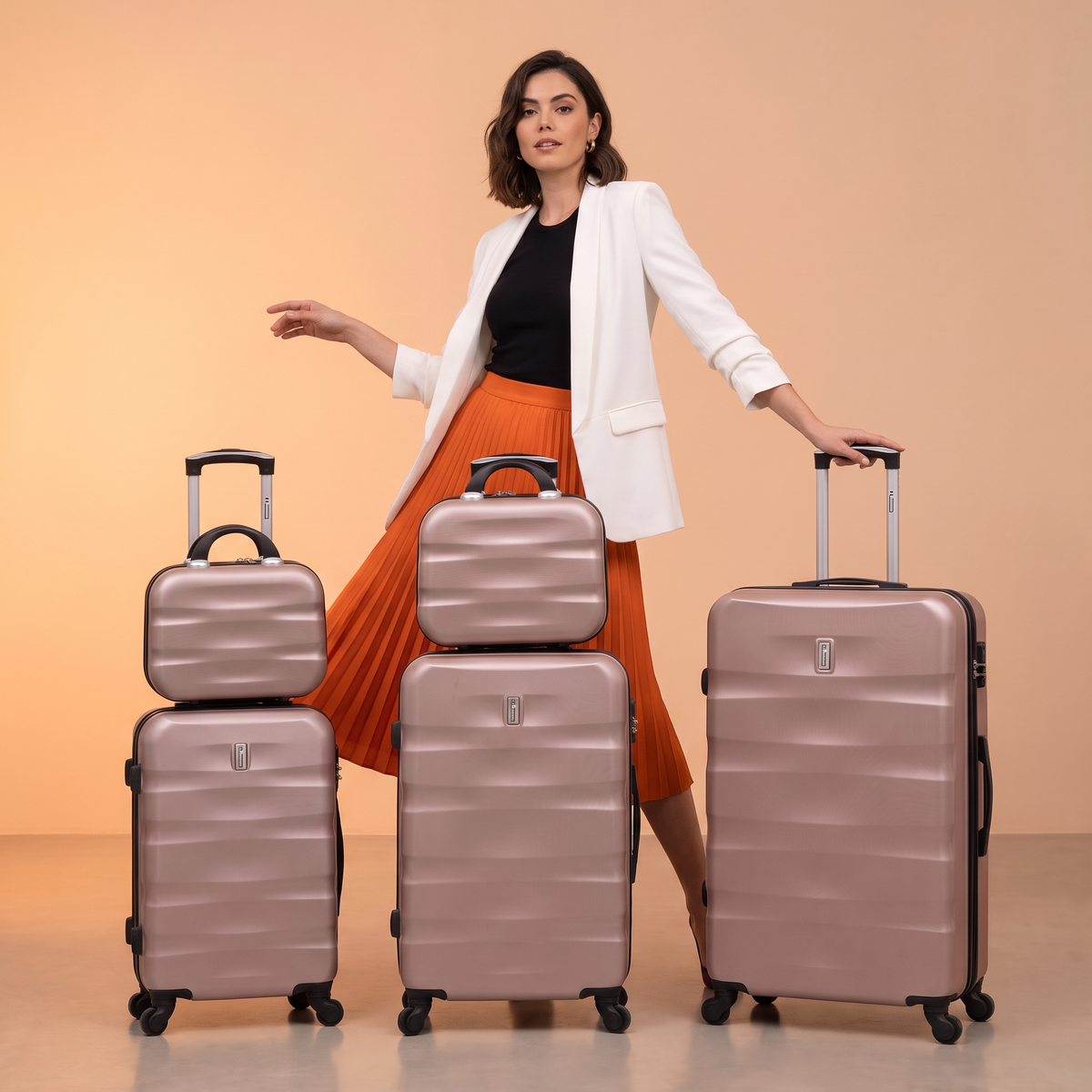 SET - Set di 5 valigie - ABS (XL-75cm) (L-65cm) (S-55cm) 