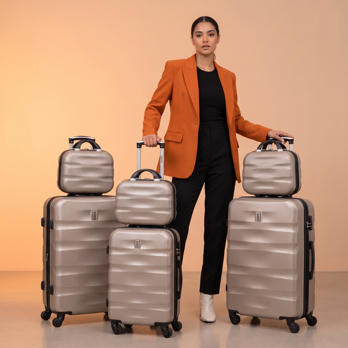 SET - Set di 5 valigie - ABS (XL-75cm) (L-65cm) (S-55cm) 
